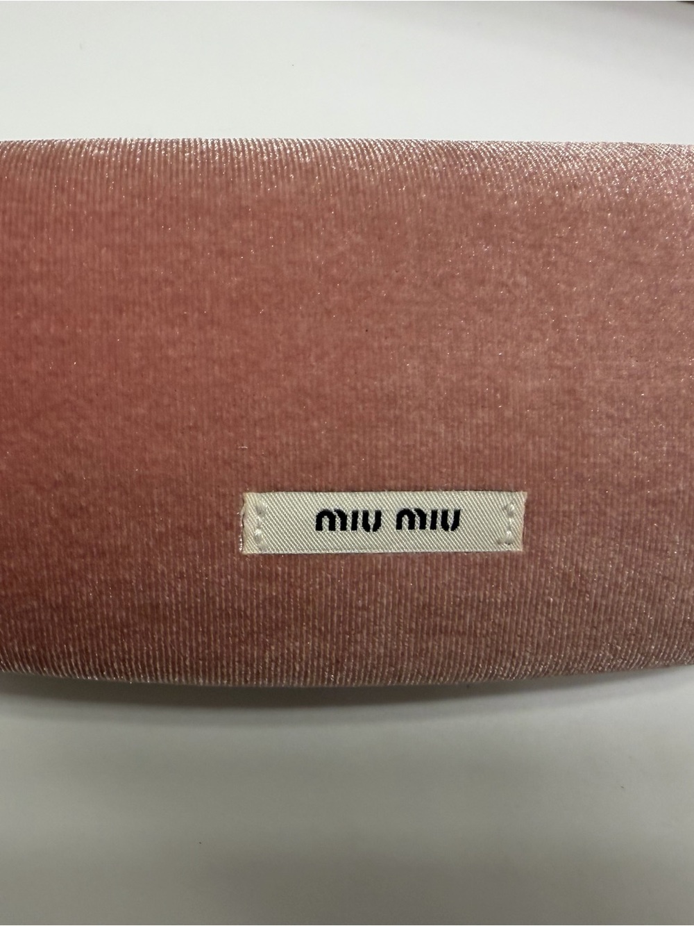 Miu Miu Pink Velvet Clam Shell Style Eyeglass CaseWith Box And Cleaning Cloth